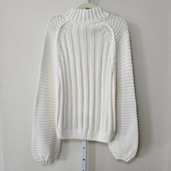 FREE PEOPLE NWT Women's Oversized Sweetheart Ivory Knit Mock Sweater Sz M - Picture 3 of 15